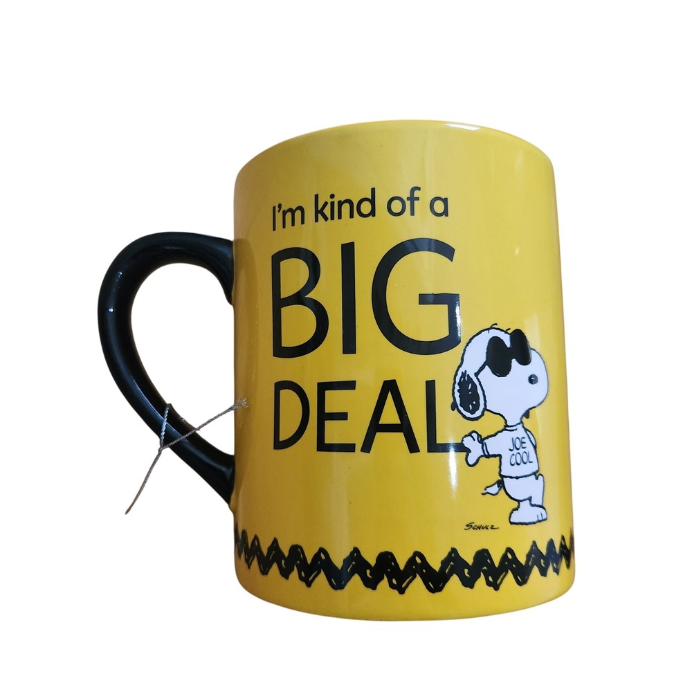 Peanuts Hallmark Snoopy Joe Cool Big Deal Yellow Ceramic Coffee Mug 6.5" '21 New